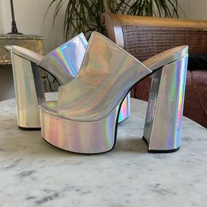 N.Y.L.A Holographic “Give Me a Shot” Platform Mules